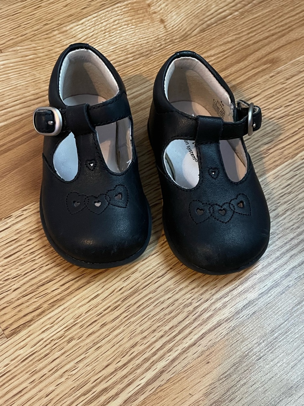 Stride Rite Black‎ Leather Mary Jane Toddler Shoes 4W Wide